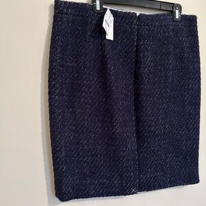 J Crew Wool Pencil Skirt Size 14 Navy Tweed